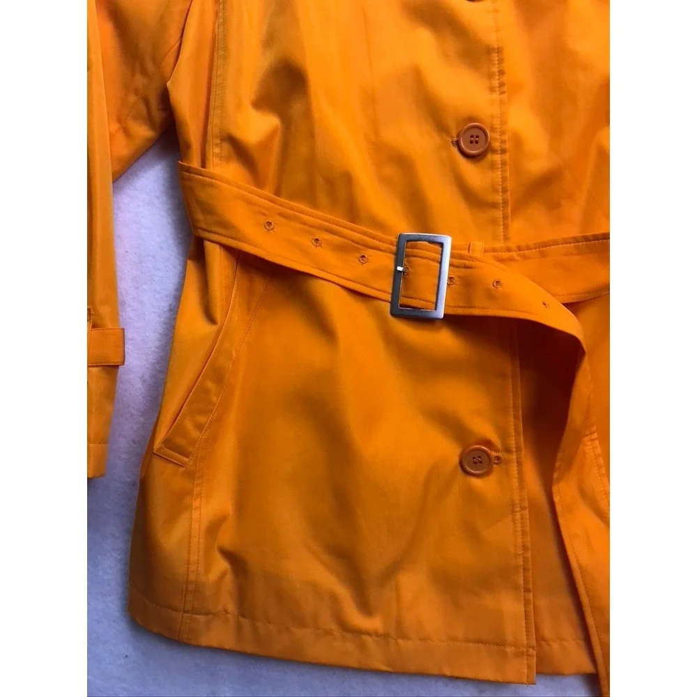 Terry Lewis Classic Luxuries Women Orange‎ Belted Trench Coat Rain Jacket 1X NEW